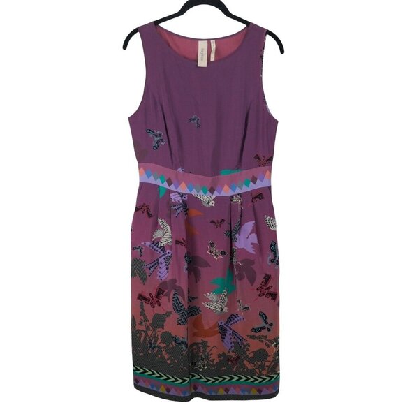 Heyhoe Anthropologie Womens Silk Sleeveless Dress With‎ Butterfly Print Size 6 - Picture 2 of 8